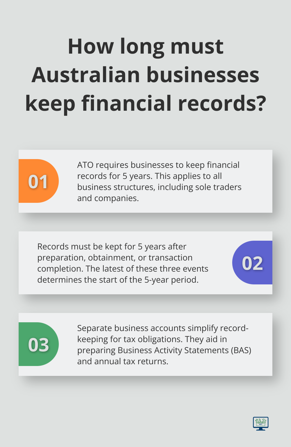 Infographic: How long must Australian businesses keep financial records? - small business bank accounts